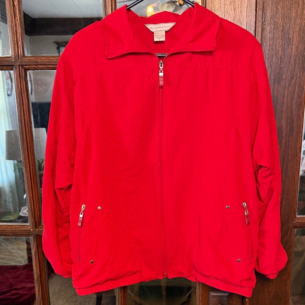 Allison‎ Daley Womens Red Windbreaker Jacket Full Zip Size 12 Sporty Lightweight